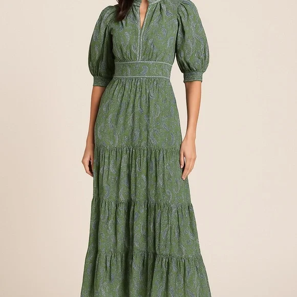 slim fit dress slacks POLLY green paisley halter neck maxi dress – Adela Boutique main image 0